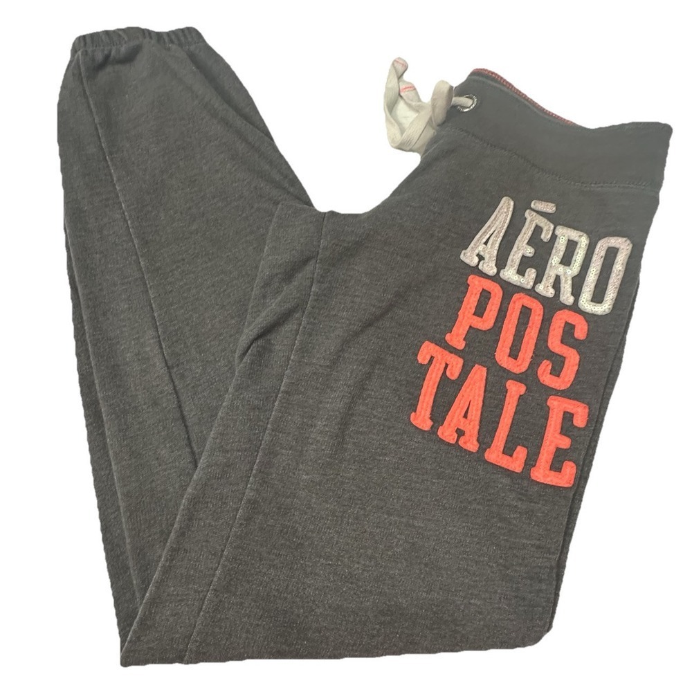 Aeropostale Sweatpants Women XS Gray Drawstring Waist Cuffs Low Rise Y2K  Retro‎